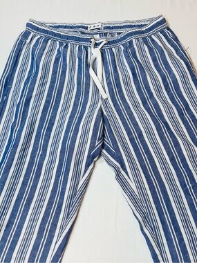 DASH women’s BOHO Striped Linen Pants Elastic Waist High Rise Size M